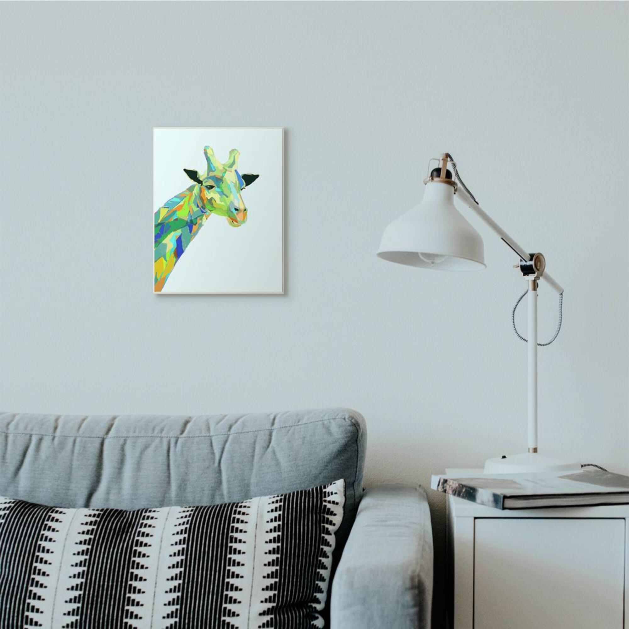 Stupell Industries Giraffe Abstract Shapes Blue Green Animal Design Wall Plaque